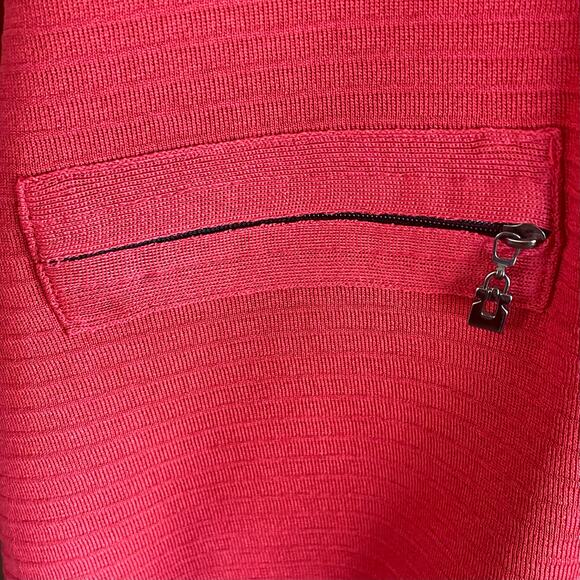 Exclusively Misook Woman Red Black Trim Knit Cardigan Sz 1X Zipper Front - Picture 8 of 10